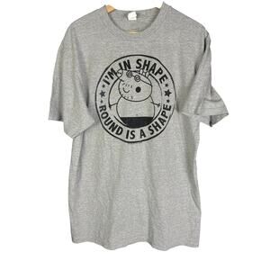 Men's Peppa the Pig Daddy Pig Round is A Shape Graphic T-Shirt - Size Large Tall